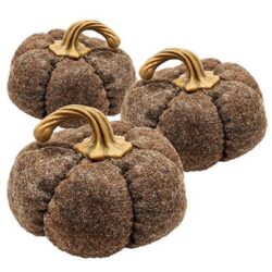 Pumpkin Ornament Decor For Holiday Harvest Festival Fall Festival & Thanksgiving (Set of 3) - Brown