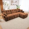 3 Seater Sofa Set With Ottoman And Pillows, Textured, High Resilience Cushions - Burnt Orange - Image 13
