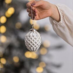 Christmas Ball Ornaments, Glass Decorative Hanging Ball Christmas Tree Ornaments, For Holiday Party Decorations (Set of 6) - White