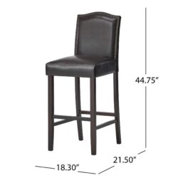 Bar Stools (Set of 2), Upholstered Barstools Armless, Rubber Wood Leg - Brown