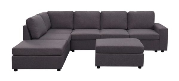 Cassia - Modular Sectional Sofa With Ottoman - Dark Gray