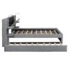 Queen Size Upholstered Platform Bed With Reading Lights, Drawers, Trundle And Shelves - Gray - Image 20