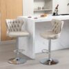 Swivel Barstools Adjusatble Seat Height From 25-33", Modern Upholstered Chrome Base Bar Stools With Backs Comfortable Tufted For Home Pub And Kitchen Island - Beige - Image 15