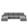 Chenille Modular Sectional Sofa, U Shaped Reversible Couch, Free Combination, 6 Seat Sleeper Sofa Bed With Ottoman, Convertible Oversized Indoor Furniture - Gray - Image 2