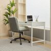 Oversize Seat Cirss Cross Chair With Wheels, Elegant Design Computer Chair, Adjustable Height 360 Degree Rolling Swivel Home Office Chair For Small Space, Dressing Room, Living Room - Gray - Image 20