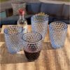Elegant Diamond Cut Acrylic Glasses (Set of 4) 12Oz, Bpa Free - Blue - Image 2