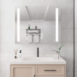 36" X 30" Medicine Cabinet With LED Vanity Mirror, Anti-Fog, Dimmable, Recessed Or Surface Mount, Aluminum 3000K~6000K Lighted Double Door Bathroom Cabinet With Touch Switch - Silver
