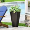 Outdoor Modern Small Cast Stone Planter - Black - Image 4