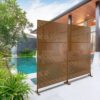 Freestanding Decorative Privacy Screen For Deck Balcony Patio, Metal Privacy - Brown - Image 4