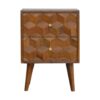 Cube Carved Bedside Table Nightstand - Chestnut - Image 2