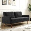Sofa, European Style With Sleek Design, Modern & Vintage Flair, Upholstered 3 Seater Couch - Black - Image 7