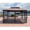 13 X 10 Ft Patio Gazebo Tent With Ventilated Double Roof And Mosquito Net - Brown - Image 10