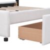 Queen Size Upholstered Platform Bed With Classic Headboard And 4 Drawers, No Box Spring Needed - White - Image 11