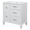 Bathroom Vanity With Ceramic Sink, Flip Out Drawer Design For Plumbing, Soft Close Drawers - White - Image 21
