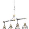 Dining Room Light Fixture / Chandelier Table, 40 -" Hanging For Farmhouse Linear Chandeliers, 5 Light Kitchen Island Lighting Ceiling Chandelier, With Metal Lampshade - Gold / Matte Black - Image 13