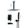 Contemporary Shower System With 12" Rainfall Head And Handheld Spray, Wall Mounted - Matte Black - Image 2