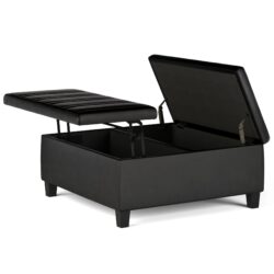 Ellis - Coffee Table Storage Ottoman - Distressed Black