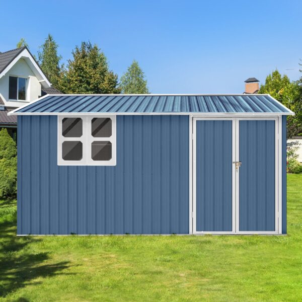 10'x12' Garden Sheds Outdoor Storage Sheds With Window - Blue