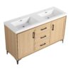 Original 60" Freestanding Bathroom Vanity With Double Resin Sink Plywood Soft Closing Doors & Drawers - Oak - Image 9