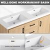 Original 60" Freestanding Bathroom Vanity With Double Resin Sink Plywood Soft Closing Doors & Drawers - Oak - Image 5