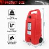 34 Gallon Gas Caddy With Wheels Fuel Transfer Tank Gasoline Diesel Can Fuel Storage Tank For Automobiles ATV Car Mowers Tractors Boat Motorcycle - Red - Image 2