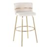 Cinch - Glam / Art Deco Fixed Height Barstool With Swivel With Round Footrest (Set of 2) - Gold / Cream - Image 2
