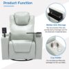 270° Swivel Power Recliner Individual Seat Home Theater Recliner With Surround Sound, Cup Holder, Removable Tray Table, Hidden Arm Storage For Living Room - Gray - Image 5