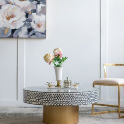 Unique Capiz Coffee Table & Pedestal Base - Multi