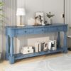 Console Table Long Console Table With Drawers And Shelf For Entryway, Hallway, Living Room - Navy - Image 5