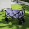 100L Collapsible Folding Beach Wagon Cart With 220Lbs Large Capacity, Wagons Carts Heavy Duty Foldable With Big Wheels For Sand, Garden, Camping - Purple - Image 6