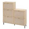 Modern Rattan 5 Door Shoe Storage Cabinet For Entryway Freestanding Design - Natural - Image 10