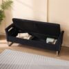 Wide Storage Soft Ottoman Bench With Armrests, Footrest Bed End Stool For Living Room, Dorm, Entryway And Bedroom - Black - Image 8