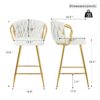 Modern Design High Stool With Gold Plated Legs Linen Bar Chair For Kitchen Dining And Cafe (Set of 2) - White - Image 4
