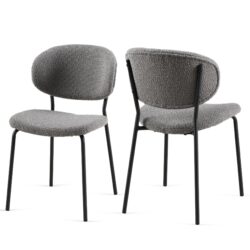 Boucle Dining Chairs, Dining Chairs With Metal Legs For Dining Room, Kitchen, Living Room (Set of 2) - Gray