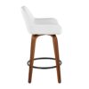 Daniella - Contemporary Fixed Height Counter Stool With Swivel With Round Footrest (Set of 2) - Walnut / White - Image 3