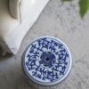 Ceramic Garden Stool, Small Side Tabel - White / Blue - Image 7