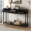 Console Table Sofa Table With Drawers For Entryway With Projecting Drawers And Long Shelf - Espresso - Image 3