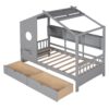 Twin Size House Bed With 2 Drawers, Kids Bed With Storage Shelf - Gray - Image 6