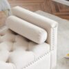 Storage Bench, Queen Velvet Button Bedside Bench, Entryway Living Room With Armrests, Nailhead Trim, Upholstered Bedroom Bench, Bedside Ottoman, Living Room, Entryway - Cream - Image 8