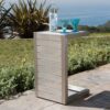 Aluminum Outdoor Side Table, C Shaped End Table, Outside Small Table For Patio - Silver - Image 8