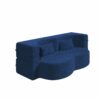 Modern Floor Sofa With 2 Pillows, Convertible Teddy Fabric Foam Filled Sleeper Sofa Bed, Full Size Folding Mattress For Living Room Guest Bed, Playroom, No Assembly Required - Blue - Image 9