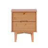 Mid-Century Modern Solid Wood 2 Drawer Nightstand - Natural Pine - Image 2