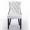 Nikki - Modern, High-End Tufted Solid Wood Contemporary And Velvet Upholstered Dining Chair With Wood Legs Nailhead Trim (Set of 2) - White / Black - Image 2