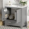 Bathroom Vanity With Single Sink, Combo Cabinet Undermount Sink, Bathroom Storage Cabinet With Two Doors And A Drawer, Soft Closing, Multifunctional Storage, Solid Wood Frame - Gray - Image 25