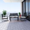 10 Piece Interlocking Deck Tiles Checker Pattern, Square Acacia Hardwood Outdoor Flooring For Patio, Bancony, Pool Side - Light Gray - Image 52