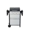 3 Burner Propane Gas Bbq Grill, 25650Btu Output With Wire Enamel Cooking Grids For Outdoor Barbecue, Foldable Side Table, Stainless Steel - Black / Silver - Image 6