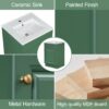 20" Bathroom Vanity With Sink, Freestanding Cabinet With Door Shelf And Adjustable Shelf, And Ceramic Construction - Green - Image 5