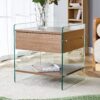 Elegant Bedside Table With Drawers And Transparent Tempered Glass Sides - Wood - Image 6