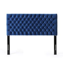 Annecy - Contemporary Upholstered Full / Queen Fabric Headboard - Navy Blue