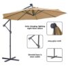 Outdoor Cantilever Patio Umbrella With 32 LED Lights 10 Ft Hanging Design Easy Open Adjustment Metal Frame - Taupe - Image 7